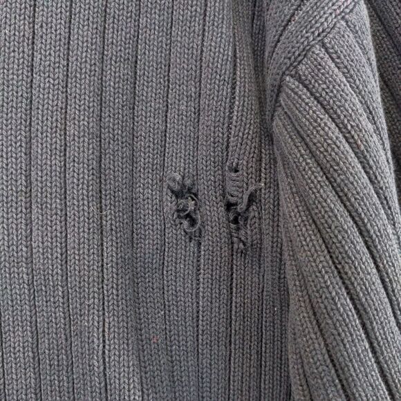 Marc Buchanan Pelle Pelle Turtleneck Sweater Mens Size XL Blue Distressed Logo - Picture 12 of 15